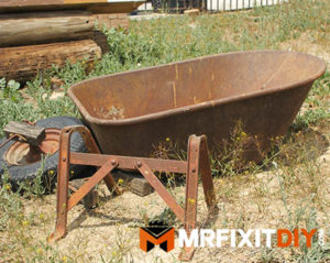 rusted wheelbarrow restoration