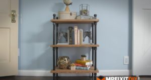 DIY Industrial Black Pipe Bookshelf